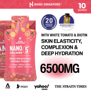 Nano Collagen 5+ Drink -6500mg 5 in 1 Collagen Complex Supplement Ginseng Biotin Vitamin C White Tomato