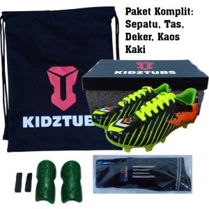 KIDZTUBS Sepatu Bola Anak Paket Komplit Sepatu Bola Tas Skin Deker Kaos Kaki Usia 6-10 Tahun Size 28 29 30 31 32 33 34 35 36 37 KDZ1904010625