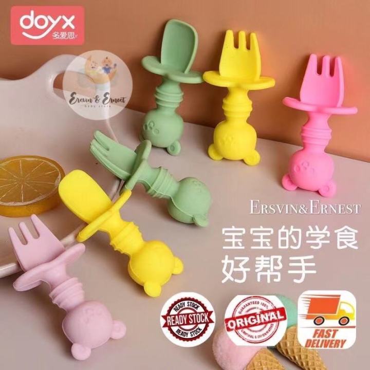 Silicone learning spoon and fork set/baby learning feeding set/silicone ...