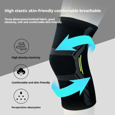 SOLOEVER Sport Knee Knitted Cycling Knee Pad Volleyball Support Compression Knee Pads with Lateral Stabiliser Unisex Adjustable Knee Support with Patellar Gel Pad Pain Relief