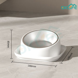 [OKLIFE.  SG]Stainless Steel Pet Bowl Cat Bowl Sloping Bowl Dog Food Bowl Not easy to upset Dog Bowl Pet Feeder