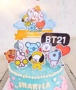 Aksesoris Kue Ulang Tahun Tema BT21 Bisa Request Nama!