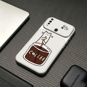 PBZZ Case for OPPO A31 2020 phone casing Softcase Silicone shockproof Cover new design aesthetic cute Coffee cat for girls purple KNKFCM3