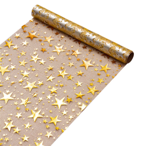 Star Themed Table Runner Polyester Gold Foil Detailing Suitable for Banquets Wedding Anniversary Decoration 5M Length