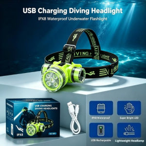 Diving Headlamp Waterproof Led Diving Flashlight Bright Rechargeable Diving Headlight Forehead Diving Swimming