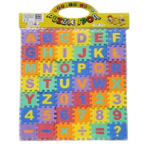( BISA COD ) PROMO Mainan Edukasi Anak Puzzle Spon Huruf dan Angka Isi 42 Keping Murah