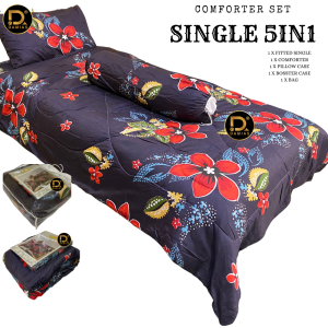 Cadar HOTEL 8in1 King Queen Single Comforter Tebal Sarung Bantal Cotton Sejuk Bergetah Corak Floral Abstrak DAMIAS