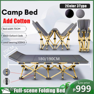 Folding Bed Heavy Duty Camping Bed Portable Military Single Bed Adjustable Outdoor Foldable Bed with Foam for Travel Home Office Nap