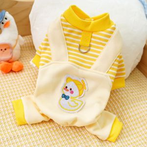 Áo sọc liền quần cho Chó Mèo bằng vải nỉ có khoen móc dây dắt (mẫu mới) - Hara Pet Storeáo