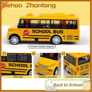 Behoo Đồ chơi xe buýt trường học mô phỏng cơ thể tinh tế xe buýt màu vàng với cơ chế kéo trở lại