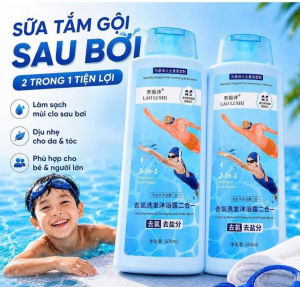 Dầu Gội & Sữa Tắm 2Trong1 Khử Clo Sau Bơi 600ml | Làm Sạch Clo Muối Biển Cho Da Tóc Sau Bơi