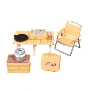 Bộ sưu tập dụng cụ cắm trại thu nhỏ thực tế với ghế có thể gập lại và bàn đồ nội thất cho Nhà Búp Bê kiểu dáng cảnh Dã Ngoại