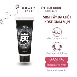 Sữa rửa mặt tẩy da chết than hoạt tính cho nam Kose Cosmeport Mens Softymo Facial Wash Wild Scrub Nhật