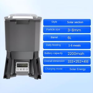 Solar Fish Feeder Auto 12L/6L Adjustable Timer Waterproof 120° Spray UV Protection for Pond Aquarium Outdoor