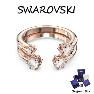 ♈Swarovski♈ (กุหลาบทอง)M5640970 Constella Set (2) แหวนเพชรกลมเจียระไนสีขาว (แจกกล่องของขวัญบรรจุภัณฑ์ของแท้)