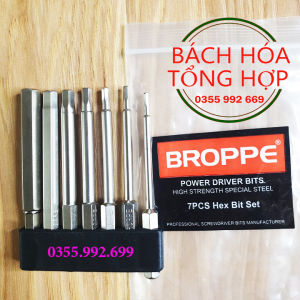 Vít Đầu Lục Giác Vuông Chân Lục Giác. Bộ 7 Đầu Lục giác Cho Khoan Máy Bắn Vít Hãng BROPPE dài 75mm