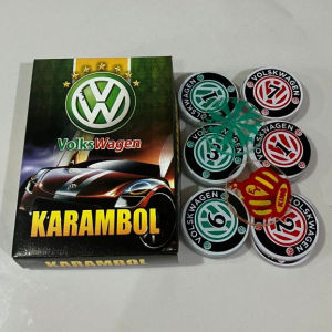 Biji Karambol Tebal 3 mm Motif VW VolksWagen / Random | koin krambol satu lapis original | 1 set buah kerambol 3mm | coin bola carambol | anak carrom games