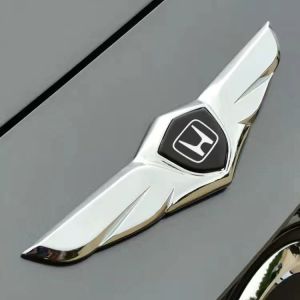 High Quality For Honda Stainless Steel Car Logo Car Front Cover Car Hood Metal Ornaments Angel Wings Stickers Car Decoration car accessories fit Civic City CR-V Jazz Accord Odyssey Brio Mobilio Fit HR-V Pilot Shuttle Legend