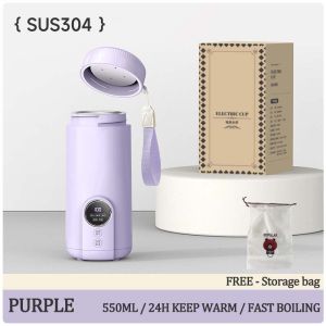 ONEHOME 550ml Portable Electric Kettle Travel Thermal Hot Water Cup 316 Heater Kettle Jug Thermostatic Thermos Cup Cerek Elektrik 電熱水壺 | Thermostatic Kettle Portable Baby Milk Cup Fast Heating