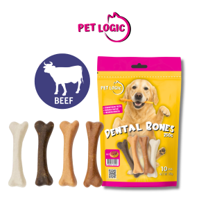 Pet Logic Dental Bone Chews Pouch 250g BEEF Dog Treats Pet Grooming Oral Care