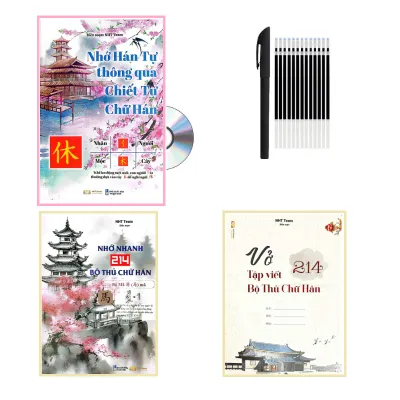 [HCM]Sách- combo:Nhớ Hán Tự Thông Qua Chiết Tự + Nhớ Nhanh 214 Chữ Hán + Vở tập viết 214 Bộ Thủ Chữ Hán+10 ngòi bút bay màu