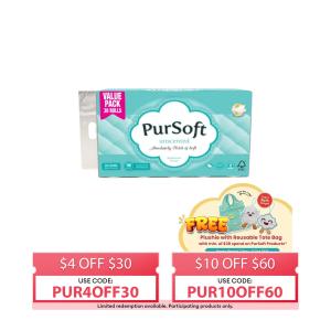 Pursoft Unscented Core 4-Ply Toilet Tissue - 30 Rolls