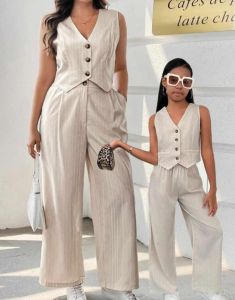 minda 2 pcs/set Best Seller  Sleeveless Vest   Waistcoat and Wide Leg Pants for Girl  Teen  Set Terno Coordinates  Teen   - best seller - good quality - super kapal ng tela - trending  - 100 percent cotton - mall quality - Top pick  - madaling maubos - tr