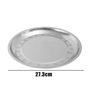 8Pcs Stainless Steel Plate Set Round Shallow Plates BBQ Fried Chicken Barbecue Meat Plate Vegetable Fruit Storage Dishes