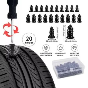 SOPHIAN 10/20Pcs Rubber Car Tyre Repair Nail Self-Service Tool Universal Self-Tapping Screw Flat Tires with Screwdriver Tyre Repair Kit Car Motorcycle Tire Puncture