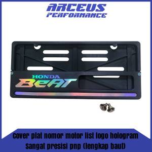 Cover plat nomor motor universal list dan logo hologram BEAT VARIO MIO DLL sudah lengkap baut tinggal pasang sangat presisi untuk ukuran plat standar motor kualitas premium plat dan tatakan plat motor rumah plat motor universal