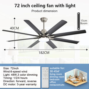 GOGEOUS NEW 52inch ceiling fan with light modern ceiling fan with led light with remote strong wind 3 colors dimming ceiling lights with fan mute ceiling fan heavy duty for living room bedroom