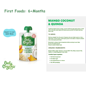 [Buy 3 Free Bib] Only Organic Healthy Organic Food Puree Smooth Pouches for 4M+6M+8M+ Baby Kids Toddlers FRESHNESS