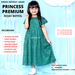 PREMIUM DRESS BRUKAT ANAK PRINCESS 0-9 TAHUN PAUD SD