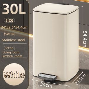 20L/30L Kitchen Stainless Steel Trash Bin with Foot Lid | Kitchen Dustbin | Removable | Silent Lid