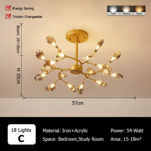 LANTU Nordic Firefly Living Room Lamp Elegant Home Decoration Lamp For Dining Room Luxury Branch-Shaped Bedroom Chandelier