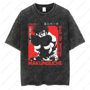 2025 Mens Street T-shirt Hajime No Ippo GYM Hip-hop Washed Cotton Tshirt Black Wash Style Loose Casual Tees Harajuku Anime Tops