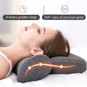 Cervical Neck Traction Pillow 2 in 1 Cervical Pillow with Magnetic Memory Foam Neck Support Pillow for Neck Pain Relief Inflatable Roll Bolster Pillow for Bed Legs Back and Yoga