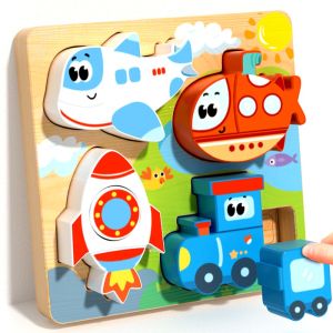 NEXASHOP 3D Wood Puzzle 4-in-1 Cartoon Animals Cognitive Jigsaw Puzzle Portable Early Learning Puzzle Set Children Educational Toys