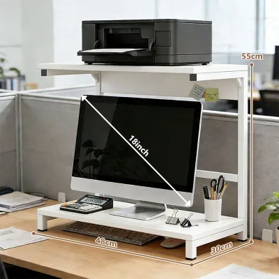Computer Desk Stand with Printer Double Layers Wooden Monitor Stand Printer Stand Printer table rack