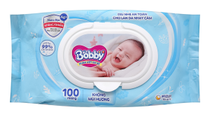 Khăn ướt Bobby care không mùi/có mùi gói 100/80 tờ