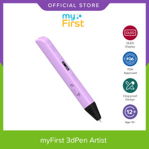 myFirst 3dPen Artist - Safe & Easy to Use STEM Learning 3D Pen for Kids FDA Approved with Biodegradable Filaments Blue Purple