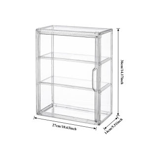 Clear Acrylic 3-Tier Display Case with Shelf for Collectibles Figurines - Dust Proof Showcase | Perfect for Miniatures