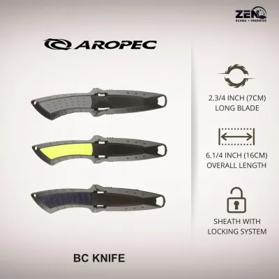 Zen Scuba AROPEC BC Knife Titanium/Stainless Steel 304 for Scuba Diving Underwater Cutter Knife