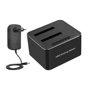 Double Bay Hard Drive Enclosure USB3.0 for 3.5 and 2.5inch Drives Docking Station with Convenient Offline Clone