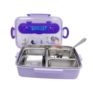 Kotak Makan 3 Sekat Stainless Steel 304 Labubu Hellokitty Kuromi Cinnamoroll Besar Anti Tumpah 1200ml