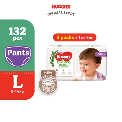 Huggies Naturemade Pants M58/L44/XL38 (3 Packs) l XXL26 (4 Packs)