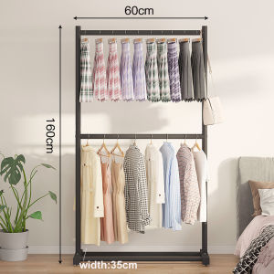 Rak Gantungan Baju Besi Stand hanger double Gawang Baju 200x150x50CM Jemuran Pakaian Portable