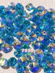 ลูกปัดเว้นระยะแบบรูเดียวดาวเทียม คริสตัลแก้ว UFO DIY สร้อยคอทำมือ อุปกรณ์เครื่องประดับ เพชร จักรวาล ท้องฟ้าเต็มดาว