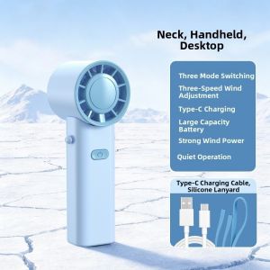 MINIFELE 262 Foldable Mini Handheld Fan USBRechargeable 3 Gears Pocket Neck Fan Portable High-speed Turbine Cooling Fan Summer Essentials