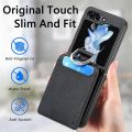 Ốp lưng Samsung Galaxy Z Flip 6 có ngăn đựng thẻ & nhẫn, bao da PU chống sốc, ốp điện thoại có chân đế cho Galaxy Z Flip6 LZQB màu đen. 